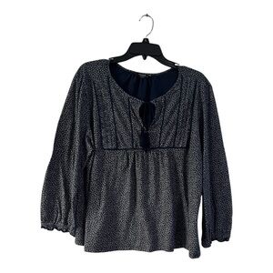 Lucky Brand Cute Navy Patterned Blouse, Size XL, Pre-owned